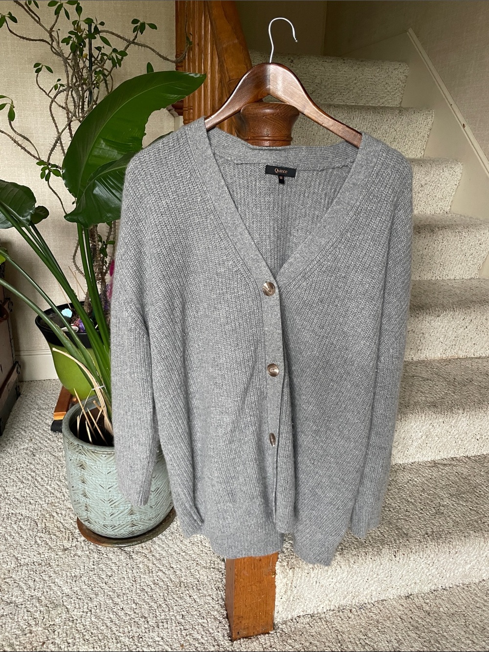 Quince Mongolian Cashmere Oversized Boyfriend Cardigan Sweater - Picture 2 of 14